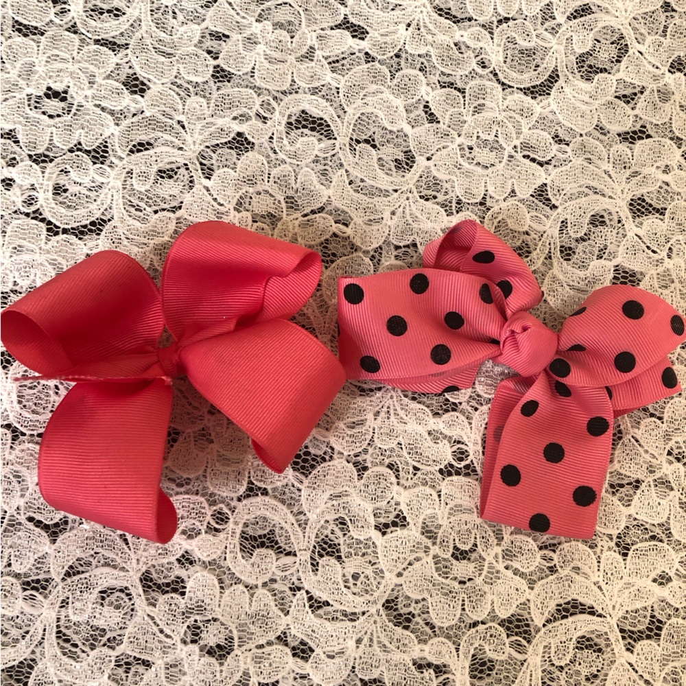 Bundle of Two Pink Bows Clips Girls Costume Hair Bow Party Dress Up Accessories